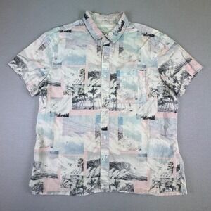 American‎ Eagle Men's Button Down Flex Short Sleeve Retro Palm Tree Shirt Large